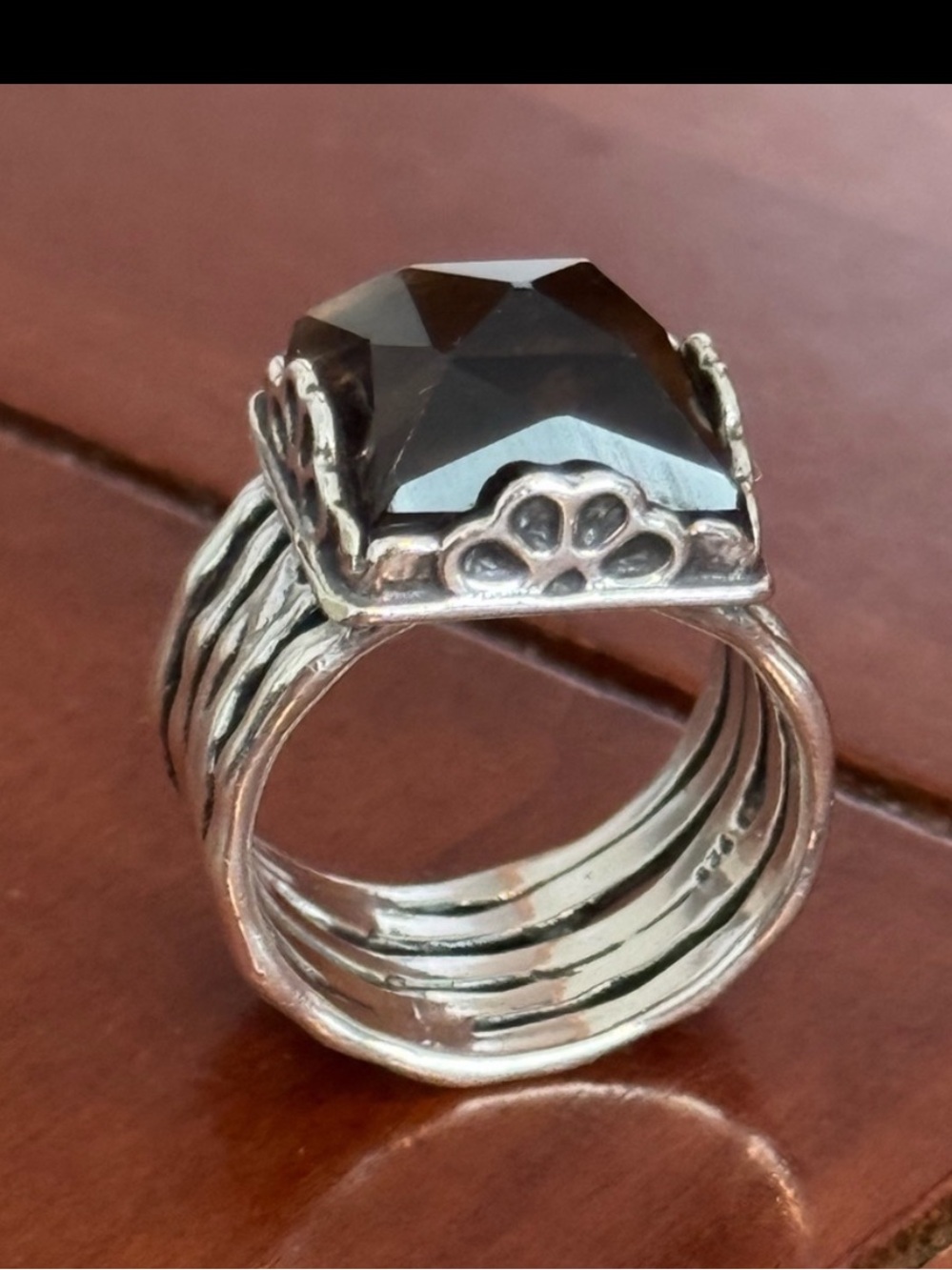 Smoky Grey Gemstone Sterling Silver Statement Ring